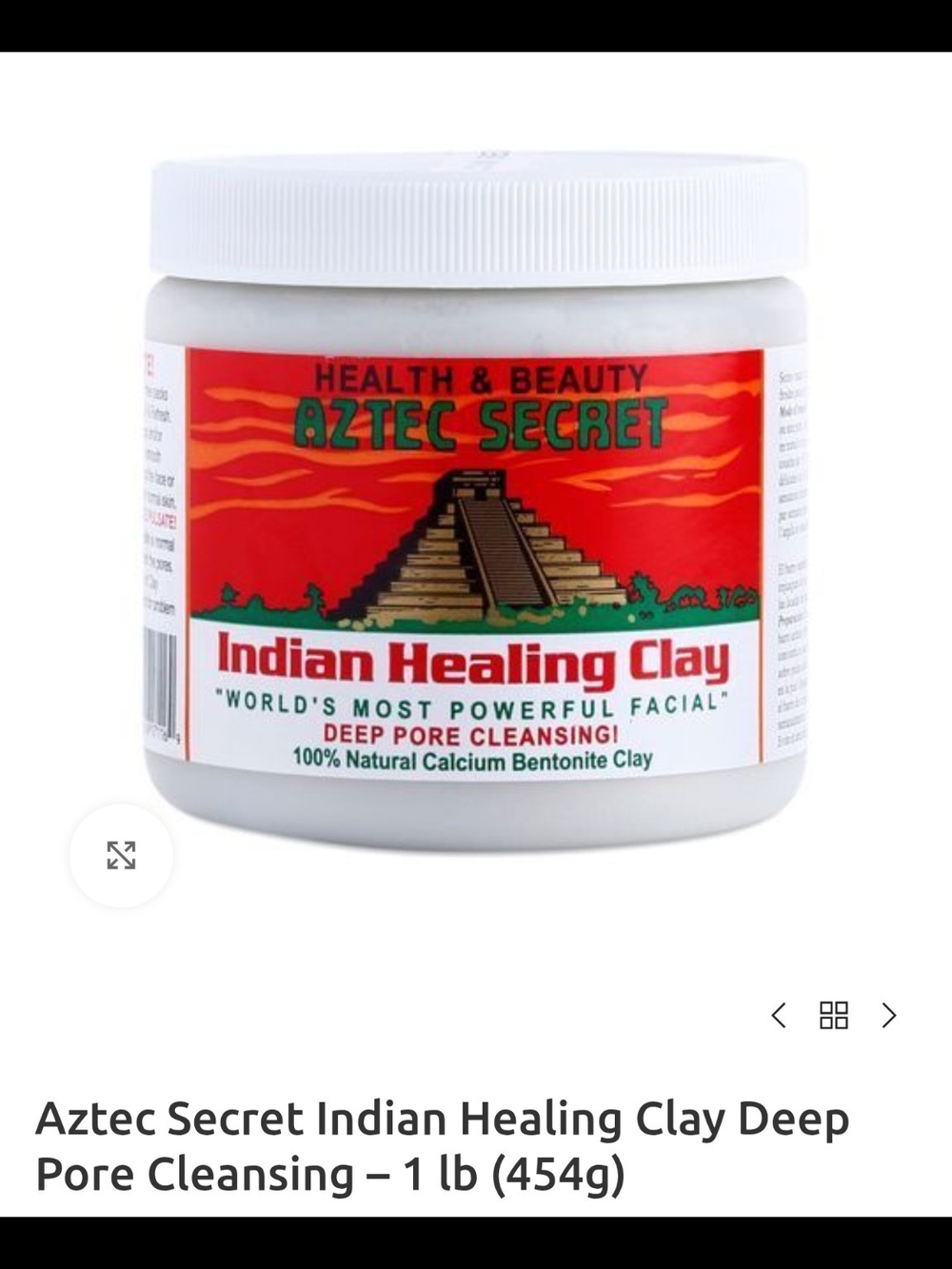 Aztec Secret Indian Healing Clay - White Jar with Red Label